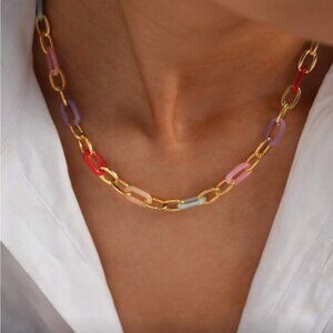 Multicolor Chain Necklace Q227